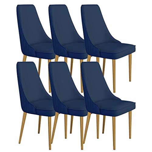 Set mit 6 Mikrofaser-Leder-Küchenstühlen mit ergonomischem Design und stabilen Metallbeinen aus Karbonstahl für Wohnzimmer (Saphirblau) von Generisch