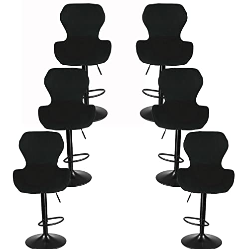 Set mit 6 Stretch-Barhocker-Bezügen, niedrige Rückenlehne, gebogene Schonbezüge für moderne Drehstuhl, hohe Bar-/Thekenstühle, dünne Milchseide, schwarz, perfekt für Küche und Essen. von Generisch