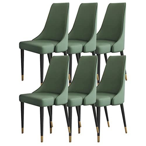 Set mit 6 ergonomischen dunkelgrünen Esszimmerstühlen aus Mikrofaser-Leder mit Holzbeinen, stilvolle Wohnzimmer-Seitenstühle für Küche und Esszimmer von Generisch