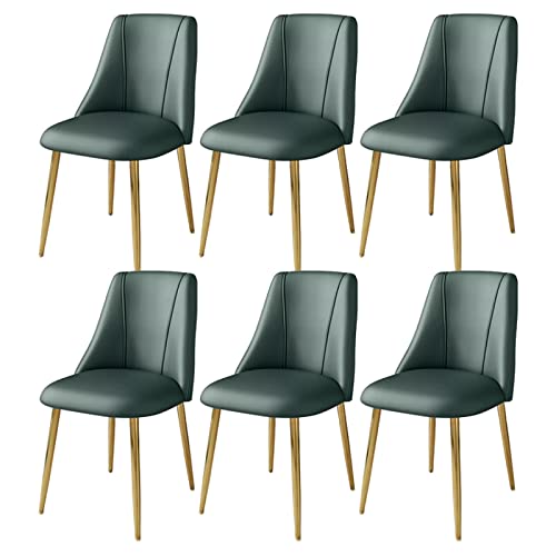 Set mit 6 modernen Esszimmerstühlen mit PU-Kissen, Küchenstühle aus der Mitte des Jahrhunderts, mit Metallbeinen, stilvolle Cyan-Seitenstühle für Wohnzimmer, Goldene Füße Design von Generisch