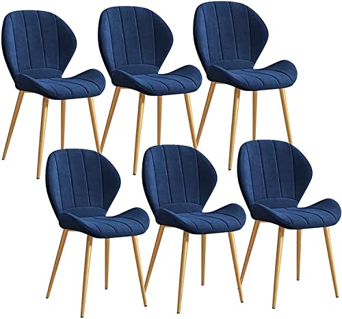 Set mit 6 modernen Esszimmerstühlen mit gepolsterter Sitzfläche und Rückenlehne, stabile Metallbeine, erhältlich in blauer Farbpalette, stilvoll und bequem für Zuhause oder Büro Set mit 6 modernen Esszimmerstühlen mit gepolsterter Sitzfläche und Rückenlehne, stabile Metallbeine, erhältlich in blauer Farbpalette, stilvoll und bequem für Zuhause oder Büro von Generisch