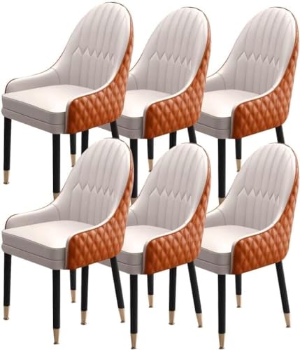 Set mit 6 modernen Küchen-Esszimmerstühlen mit weich gepolsterten Mikrofaser-Ledersitzen und Holzbeinen, Akzent-Sessel für Küche, Wohnzimmer, Lounge und Theke, Beige und Orange Set mit 6 modernen Küchen-Esszimmerstühlen mit weich gepolsterten Mikrofaser-Ledersitzen und Holzbeinen, Akzent-Sessel für Küche, Wohnzimmer, Lounge und Theke, Beige und Orange von Generisch