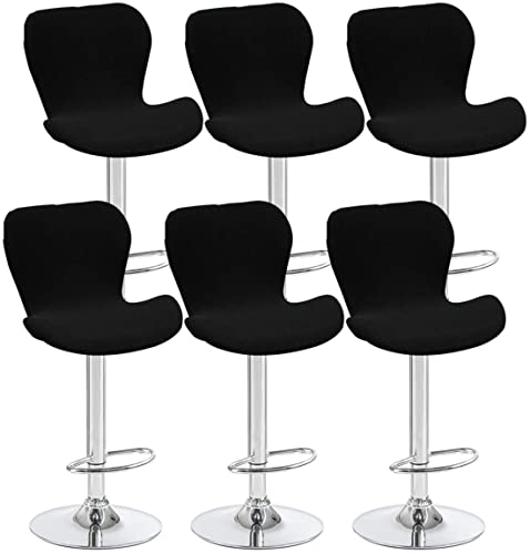 Set mit 6 schwarzen Stretch-Barhocker-Bezügen für gebogene Drehstühle mit niedriger Rückenlehne, moderne Hochbar-/Thekenstuhl-Schonbezüge, perfekt für Küche und Esszimmer. von Generisch