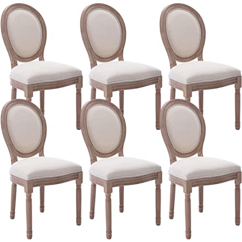 Set mit 8 gepolsterten Esszimmerstühlen im französischen Landhausstil, Retro-Stil, elegantes Design mit runder Rückenlehne, klassisches beigefarbenes Küchensitz, für Wohnzimmer und Schlafzimmer Set mit 8 gepolsterten Esszimmerstühlen im französischen Landhausstil, Retro-Stil, elegantes Design mit runder Rückenlehne, klassisches beigefarbenes Küchensitz, für Wohnzimmer und Schlafzimmer von Generisch