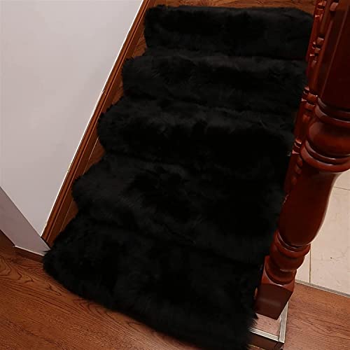 Shaggy Treppenteppich - Weiches Wildleder Indoor Teppich Rutschfest Selbstklebend Treppenmatte Schutzbezug für Treppen - Elegantes Schwarz Design Shaggy Treppenteppich - Weiches Wildleder Indoor Teppich Rutschfest Selbstklebend Treppenmatte Schutzbezug für Treppen - Elegantes Schwarz Design von Generisch