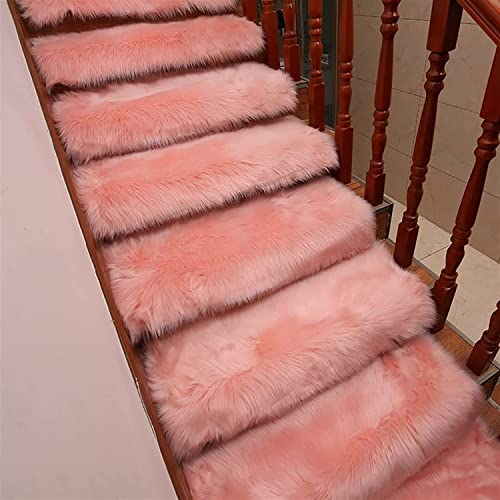 Shaggy Treppenteppiche, weiche Wildleder-Teppichmatten für Innentreppen, rutschfeste selbstklebende Stufenmatten, Schutzbezug, elegantes rosa Seiden-Finish Shaggy Treppenteppiche, weiche Wildleder-Teppichmatten für Innentreppen, rutschfeste selbstklebende Stufenmatten, Schutzbezug, elegantes rosa Seiden-Finish von Generisch