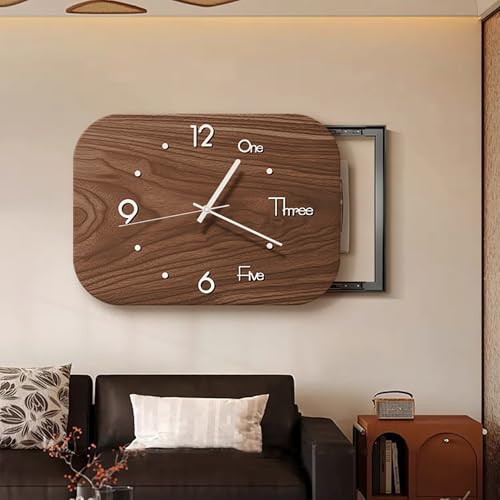 Sicherungskasten-Abdeckung, Retro-Stil, elektrische Panel-Abdeckung mit analoger Uhr, Schiebe-Sicherungskastenabdeckung mit Rahmen aus Aluminiumlegierung, Abdeckung für elektrische Zählerkasten von Generisch