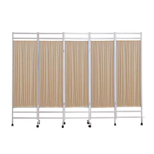 Sichtschutz for Krankenhäuser Auf Rädern, Tragbarer Und Faltbarer Raumteiler, Doppellagiges Nylongewebe, for Kliniken, Salons Und Büros, Leicht Zu Reinigen(Yellow,5 Panel) von Generisch