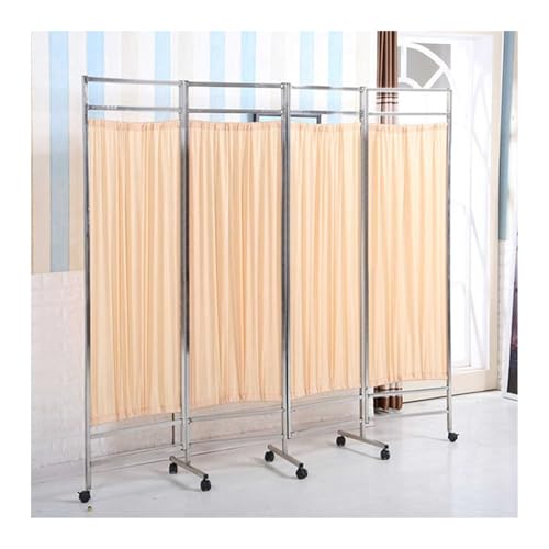 Sichtschutz for Krankenhäuser Mit Rädern, Freistehende Trennwand Mit 4 Paneelen, Doppeltes Nylongewebe Und Feststellbare Rollen, for Krankenhäuser Und Salons(Yellow) von Generisch