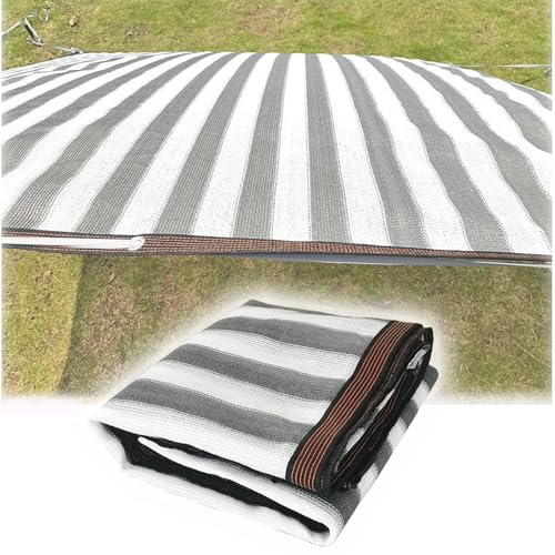 Sichtschutz für den Außenbereich, gestreift, UV-Schutz, Balkonschutz, Ösenschattenstoff (4,0 x 10 m, für verbesserte Privatsphäre im Freien geeignet), Grau und Weiß gestreift. von Generisch