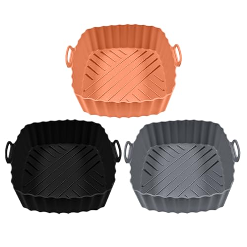 Silicone Heißluftfritteuse Einsatz | 3 Teile Heißluftfritteuse Zubehör | Wiederverwendbare Hitzebeständige Quadratische Backmatten Für Toasteröfen Mikrowelle Küchenkochen von Generisch