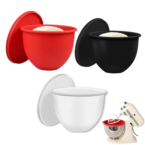 Silicone Liners for Kitchen Tilt-Head 5 Qt Mixers, Mixer Attachments & Accessories for Baking and Cooking, Silicone Bowl Insert (Black+Red+White) von Generisch
