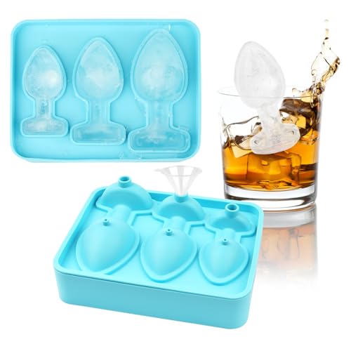 Silikon Analplug Shaped Eiswürfelform mit Deckel, Analplug Shaped Eiskugelform BPA Frei, Backform Neuheit Butt Plug geformt Eiswürfelschale für DIY Zubehör Blau One Size von Generisch