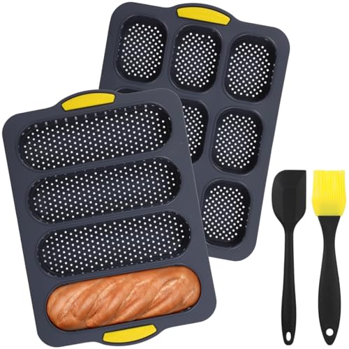 Silikon-Backformen-Set, 4-teiliges Set mit 9 & 4 Mulden, Antihaft-Silikonschalen, inklusive Spatel und Ölpinsel von Generisch