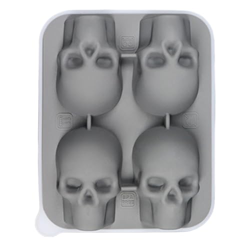 Silikon Eiswürfelform | 3D Schädel Eiswürfelbehälter | Gefrierbehälter Mit 4 Fächern Für Kaffee Tee Cocktails Familienfeiern Picknick Camping Silikon Eiswürfelform | 3D Schädel Eiswürfelbehälter | Gefrierbehälter Mit 4 Fächern Für Kaffee Tee Cocktails Familienfeiern Picknick Camping von Generisch