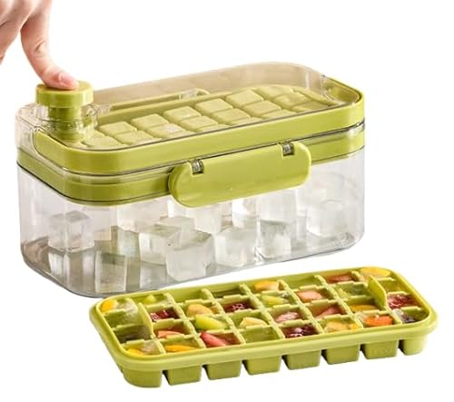 Silikon Eiswürfelform mit Druckfunktion,Mini Quadratische Eiswürfelform Eiswürfelform mit Deckel für Tee Kaffee,Garten-Party und Camping (Weiß, 1 Schicht) von Generisch