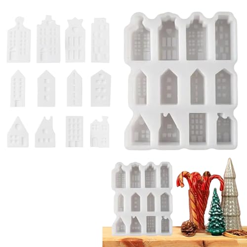 Silikon-Hausform, Hausgussformen, Silikon-Formen mit 12 Mulden, für Gips, Ornamente, Zement, Kerzen, Harz, Bastelbedarf für Heimdekorationsprojekte Silikon-Hausform, Hausgussformen, Silikon-Formen mit 12 Mulden, für Gips, Ornamente, Zement, Kerzen, Harz, Bastelbedarf für Heimdekorationsprojekte von Generisch