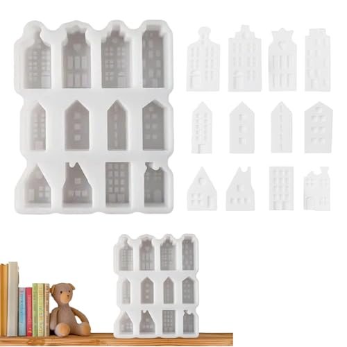 Silikon-Hausform – Häuser-Gipsform, 12 Mulden, Silikonformen zum Basteln, Heimdekoration, Harz, Handwerk, Gips, Ornament, kreative Projekte, Kerze Silikon-Hausform – Häuser-Gipsform, 12 Mulden, Silikonformen zum Basteln, Heimdekoration, Harz, Handwerk, Gips, Ornament, kreative Projekte, Kerze von Generisch