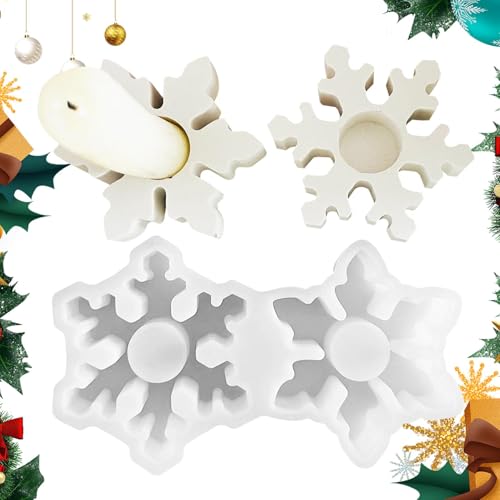 Silikon-Schneeflockenform, Schneeflockenformen für Harz,2-fach Schneeflocken-Teelicht-Kerzenhalter Silikonformen für Harz - Weihnachten Teelicht Kerzenhalter Form, Silikon Kerzenständer Betonform Urla Silikon-Schneeflockenform, Schneeflockenformen für Harz,2-fach Schneeflocken-Teelicht-Kerzenhalter Silikonformen für Harz - Weihnachten Teelicht Kerzenhalter Form, Silikon Kerzenständer Betonform Urla von Generisch