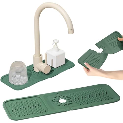 Silikon-Wasserhahnmatte, Spritzschutz für Küchenspüle, 37 cm, saugfähige Abtropfschale, schützt Arbeitsplatte vor Wasser, leicht zu reinigen, Grün, 2 Stück Silikon-Wasserhahnmatte, Spritzschutz für Küchenspüle, 37 cm, saugfähige Abtropfschale, schützt Arbeitsplatte vor Wasser, leicht zu reinigen, Grün, 2 Stück von Generisch