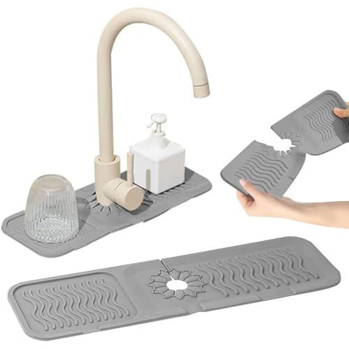 Silikon-Wasserhahnmatte, Spritzschutz für Küchenspüle, saugfähige Abtropfschale, 45 cm, Grau, schützt die Arbeitsplatte vor Wasserschäden, leicht zu reinigen, 2 Stück Silikon-Wasserhahnmatte, Spritzschutz für Küchenspüle, saugfähige Abtropfschale, 45 cm, Grau, schützt die Arbeitsplatte vor Wasserschäden, leicht zu reinigen, 2 Stück von Generisch