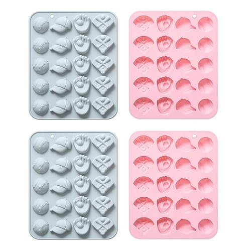 SilikonForm 4 Stück Baseball Geformte Silikon Schokoladenkuchen Candy Pudding FormBlau Rosa SilikonForm 4 Stück Baseball Geformte Silikon Schokoladenkuchen Candy Pudding FormBlau Rosa von Generisch