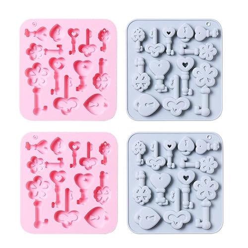 SilikonForm 4 Stück Key Shape Fondant Schokolade Silikon Kuchen Backwerkzeug FormBlau Rosa SilikonForm 4 Stück Key Shape Fondant Schokolade Silikon Kuchen Backwerkzeug FormBlau Rosa von Generisch