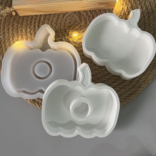 Silikonform Herbst Kürbis | 2Stk Silikonformen Gießformen Kerzenhalter Kürbis | 2 In 1 Halloween Pumpkin Tabletts Silikon Gießform Kerzenhalter | Gießformen Herbst Pumpkin Kerzenständer für Home Deko von Generisch
