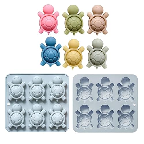 Silikonform In Schildkrötenform, 6 Stück Schildkröte 3D Silikonform Silikon Backform Süßigkeit Topper Wiederverwendbare Silikonform Kuchen Für Schokolade Süßigkeiten Kuchenformen (Blau) von Generisch