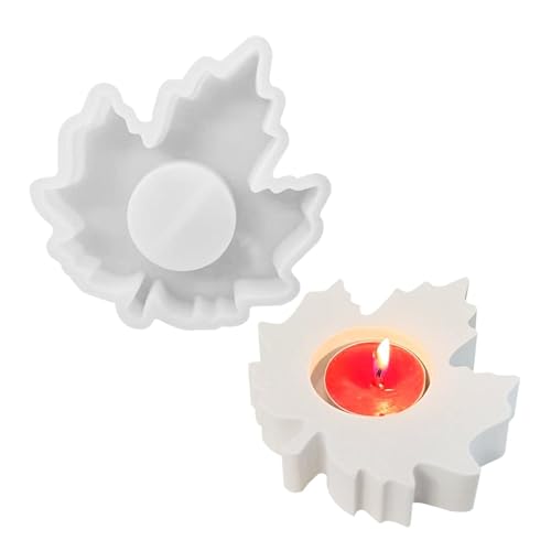 Silikonform mit Blättern, antihaftbeschichtet, Ahornblätter, Kerzenhalter, wiederverwendbar, multifunktional, flexible Blätterform für Kerzen, Wachs, Beton, Harz von Generisch