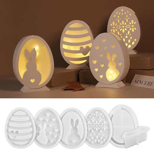 HNYLTON Silikonform Gießformen Ostern, 6PC, Hase, Eier, Kerzenhalter, Silikon, Gummiform von Generisch