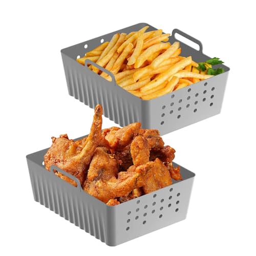 Silikonkorb für Luftfritteuse, Silikonschale für Luftfritteuse, Luftfritteusenmatte aus hitzebeständigem Silikon, wiederverwendbar für Fritteuse von Generisch