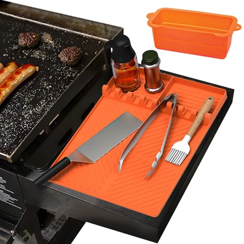 Silikonmatte für Grill mit Fettbecher & hitzebeständigem Pad, rutschfest für den Außen- & Innenbereich, perfekt für Blackstone Grillplatten Silikonmatte für Grill mit Fettbecher & hitzebeständigem Pad, rutschfest für den Außen- & Innenbereich, perfekt für Blackstone Grillplatten von Generisch