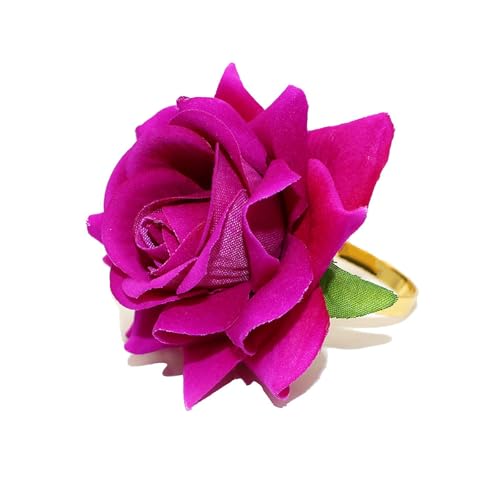 Simulation Rose Napkin Ring Napkin Ring Wedding Mouth Ring Geburtstagsfeierdekorationen Für Frauen (Hot Pink, One Size) von Generisch