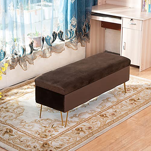Sitzbank aus Samt mit Plüsch-Ottomane und getuftetem Fußhocker, Braun, 80 x 40 x 43 cm, für Eingangsbereich oder Wohnzimmer Sitzbank aus Samt mit Plüsch-Ottomane und getuftetem Fußhocker, Braun, 80 x 40 x 43 cm, für Eingangsbereich oder Wohnzimmer von Generisch
