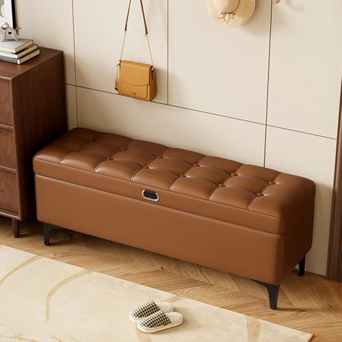 Sitzbank mit Stauraum, Ottomane mit Sicherheitsscharnier, Kunstleder, gepolsterter Eingangssitz für Schlafzimmer und Wohnzimmer, unterstützt bis zu 299.4 kg Sitzbank mit Stauraum, Ottomane mit Sicherheitsscharnier, Kunstleder, gepolsterter Eingangssitz für Schlafzimmer und Wohnzimmer, unterstützt bis zu 299.4 kg von Generisch