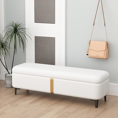 Sitzbank mit Stauraum, Polsterbank mit großem Stauraum, Kunstleder gepolstert für Schlafzimmer, Wohnzimmer, Eingangsbereich, Flur von Generisch
