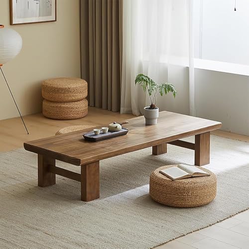 Sitzboden/Schlafzimmer-Freizeittisch, Tee-Bodentisch, niedriger Altartisch für Meditation, Tatami für Zuhause, Büros, Empfangsraum, N (Größe: 100 x 60 x 38 cm, Farbe: Blaugrün) von Generisch