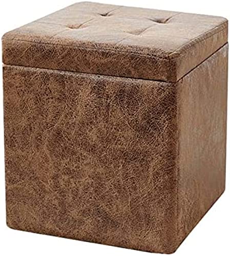 Sitzhocker aus Kunstleder, quadratisch, gepolstert, platzsparend, würfelförmig, für Schlafzimmer, 30 x 30 x 35 cm, stilvolle und langlebige Aufbewahrungsbank, Grau von Generisch