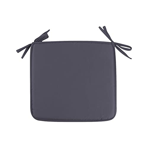 Sitzkissen Stuhl Wasserabweisend Befestigungsriemen Waschbar Reißfest Stuhlkissen Sitzauflage Sitzpolster Gartenstuhl Sitzkissen in glatter Optik Bequeme Stuhlauflagen mit Bindebändern (Dark Gray) von Generisch