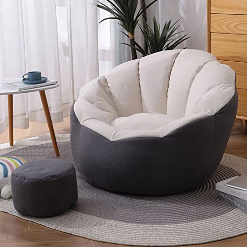 Sitzsack, Liege für Erwachsene und Jugendliche, persönliche Größe, Einzelsitzsack, Loungesessel zum Spielen, Lesen und Entspannen, Weiß und Grau von Generisch