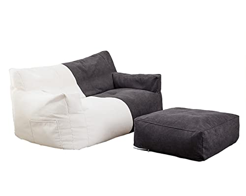 Sitzsack-Bezug, ungefüllter Sitzsack für Erwachsene, groß, klassischer Sitzsack für Schlafzimmer, Büro, Wohnzimmer, Terrasse, Beige, Weiß und Dunkelgrau, gemütliche Sitzlösung von Generisch