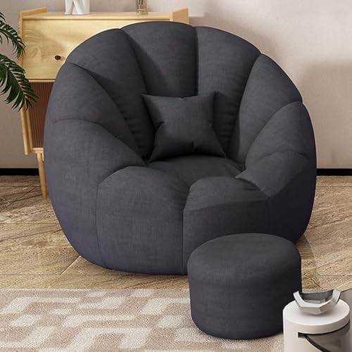 Sitzsack-Sessel mit Ottomane – Flauschiges gemütliches Bodensofa zur Aufbewahrung von Stofftieren oder Schaumstofffüllung – bequemer Lazy Chair Bezug (ohne Füllung) von Generisch