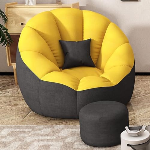 Sitzsack-Sessel mit Ottomane – Flauschiges gemütliches Bodensofa zur Aufbewahrung von Stofftieren oder Schaumstofffüllung – bequemer Lazy Chair Bezug (ohne Füllung) von Generisch