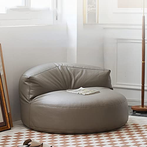 Sitzsack-Set aus Kunstleder, bequemes Sofa mit Füllstoff, Eck- und Fußhocker für Schlafzimmer, Wohnzimmer und Garten, stilvoller rahmenloser Bodensitz in grauer Erde von Generisch