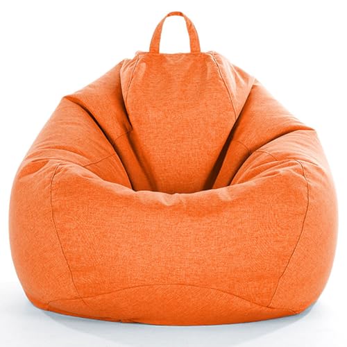 Sitzsack-Stuhlbezug (keine Füllung) Waschbarer Leinen-Pouf-Bezug für Wohnzimmer, Schlafzimmer, Balkon – Orange, Stilvoller und langlebiger Möbelschutz von Generisch