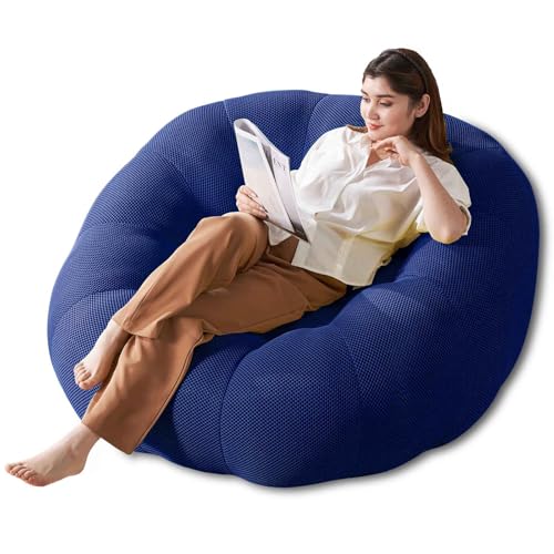 Sitzsack für Erwachsene, Memory Foam Sitzsack Stuhl mit Füllung, Wohnzimmermöbel, Bequemer Sitzsack Sofa Geeignet für Schlafzimmer Balkon, College Wohnheim Lesen Sitzsack (Blau) von Generisch