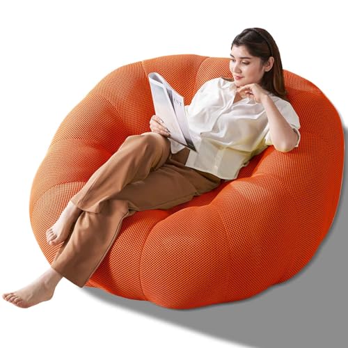 Sitzsack für Erwachsene, Memory Foam Sitzsack Stuhl mit Füllung, Wohnzimmermöbel, Bequemer Sitzsack Sofa Geeignet für Schlafzimmer Balkon, College Wohnheim Lesen Sitzsack (Orange) von Generisch