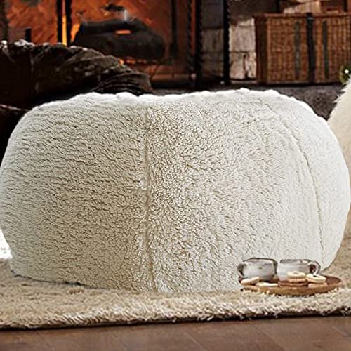 Sitzsack für Erwachsene – unbefüllter Sitzsack-Futter, weiches Kaschmir, beigefarbenes Fell/Leder/Wolle für Heimdekoration, gemütliches Sofa, Puff Futon, stilvolle Lounge-Möbel von Generisch