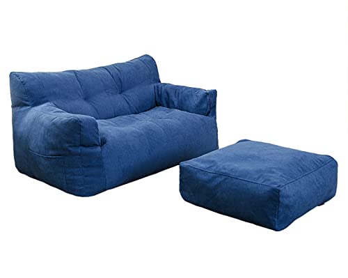 Sitzsackbezug ohne Füllung Großer Klassischer Sitzsack für Erwachsene Schlafzimmer Büro Wohnzimmer Terrasse - Stilvoller Blauer Pouf Bezug für Entspannung und Komfort von Generisch